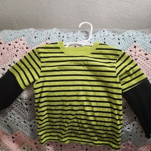 Garanimals Lime and Black Striped Long Sleeve Tee